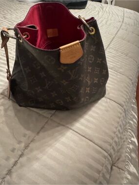 Louis Vuitton Monogram Bucket Bag with Burgundy Interior